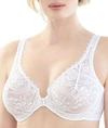 Glamorise Women's Full Figure Plus Size Wonderwire Front Close Stretch Lace Bra 9245 In White