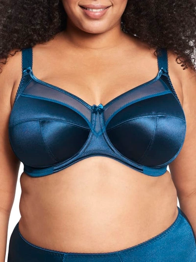 Goddess Keira Satin Side Support Bra In Petrol