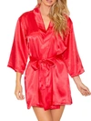 Icollection Satin Robe In Red