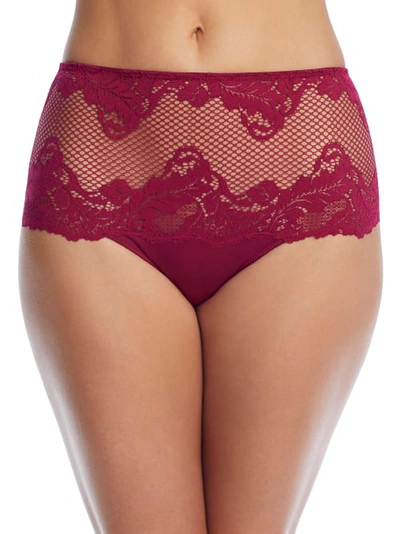 Le Mystere Lace Allure High-waist Thong In Rouge