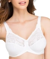 Lilyette Comfort Lace Minimizer Bra In White