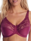 Lilyette Comfort Lace Minimizer Bra In Maroon Dusk