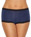 Maidenform Lace Trim Microfiber Boyshort Underwear 40760 In Navy,black