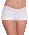 Maidenform Cotton Dream Lace Boyshort Underwear 40859 In White
