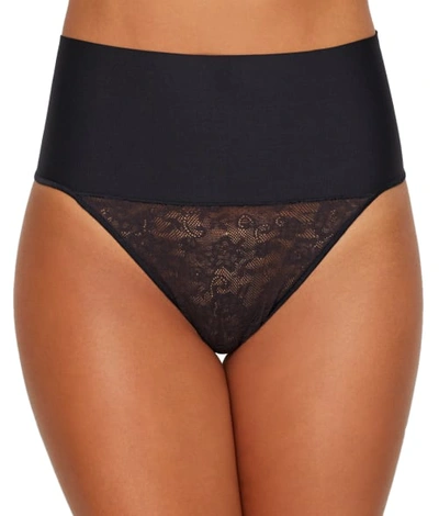 Maidenform Tame Your Tummy Lace Thong In Black Lace