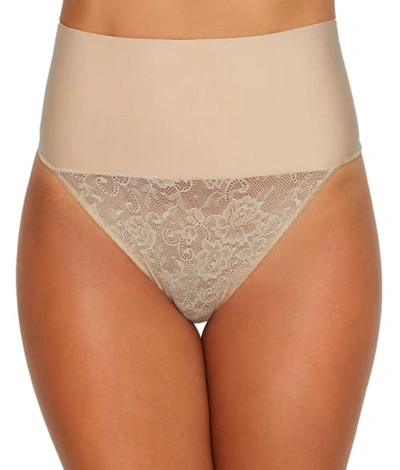 Maidenform Tame Your Tummy Lace Thong In Nude