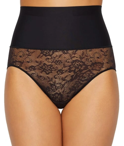Maidenform Tame Your Tummy Lace Brief In Black Lace