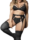 Mapalé Plus Size Cage Lace Wireless Bra & Panty Set In Black