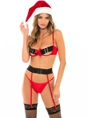 OH LA LA CHERI SEXY SANTA OPEN CUP BRA & GARTER SET