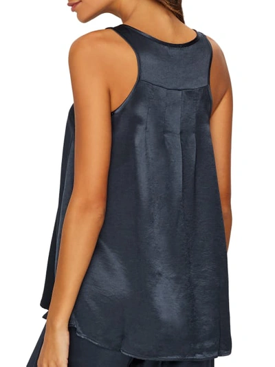 Pj Harlow Laura Satin Lounge Tank Top In Navy