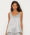 Pj Harlow Laura Satin Racerback Tank In Dark Silver In Blush
