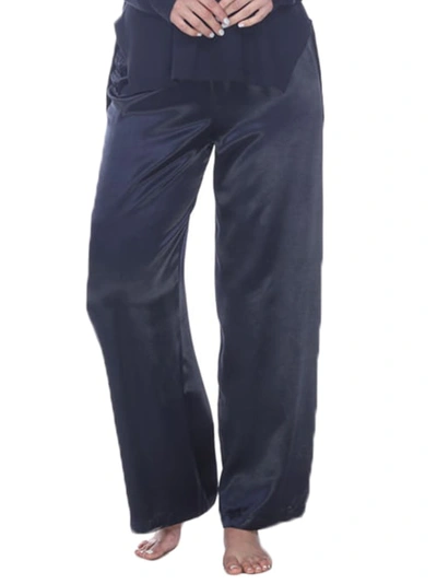 Pj Harlow Lola Satin Lounge Pants In Navy