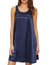 Pj Harlow Lindsay Satin And Rib Nightgown In Navy