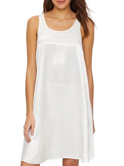 Pj Harlow Lindsay Satin And Rib Nightgown In Pearl