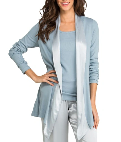 Pj Harlow Shelby Swing Lounge Jacket With Silk Collar In Morning Blue