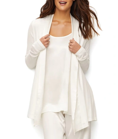 Pj Harlow Shelby Swing Lounge Jacket With Silk Collar In Pearl