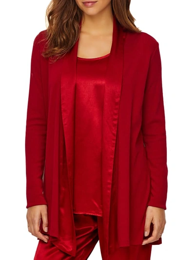 Pj Harlow Shelby Knit Lounge Cardigan Wrap In Red