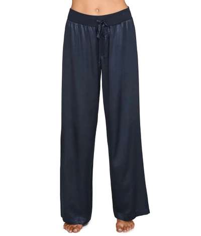 Pj Harlow Jolie Silk-blend Lounge Pants In Navy