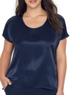 Pj Harlow Roxxy Satin Lounge Top In Navy