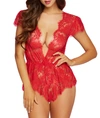 Seven 'til Midnight Temptation Lace Wire-free Romper In Red