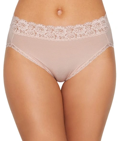 Vanity Fair Flattering Lace Hi-cut Brief In Sheer Quartz Stripe