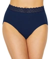 Vanity Fair Flattering Cotton Lace Stretch Brief Underwear 13396, Also Available In Extended Sizes In Times Square Navy