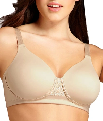 Vanity Fair Beauty Back Longline Wire-free T-shirt Bra In Damask Neutral