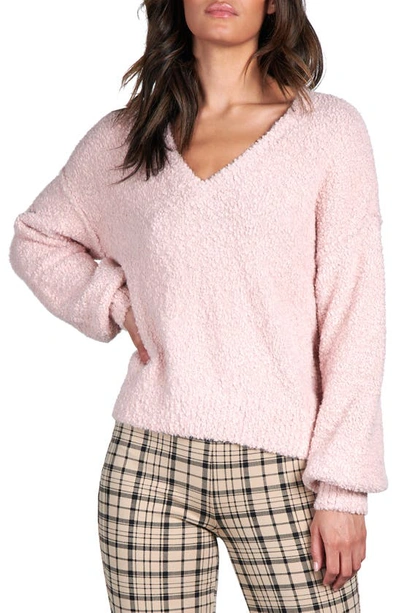 Sanctuary Fuzzy V-neck Sweater In Pearl