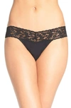 Hanky Panky Low-rise Stretch-jersey Lace Thongs Pack Of Three In Black