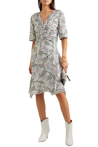 Isabel Marant Arodie Printed Crepe De Chine Dress In Neutrals