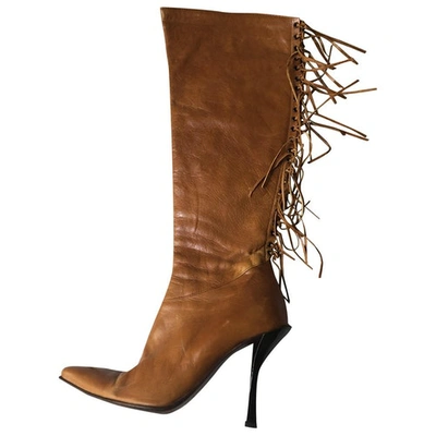 Pre-owned Chiarini Bologna Leather Boots In Camel