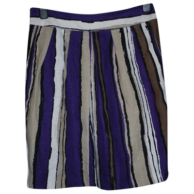 Pre-owned Hobbs Linen Mid-length Skirt In Purple