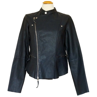 Pre-owned Ibana Leather Jacket In Navy