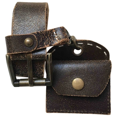 Pre-owned Ikks Leather Belt In Brown