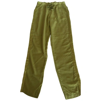 Pre-owned Maliparmi Silk Trousers In Green