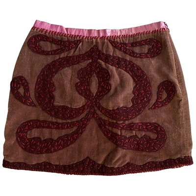 Pre-owned Maliparmi Velvet Mini Skirt In Burgundy