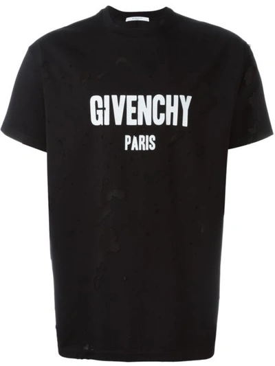 Gucci Distressed Logo Print T-shirt In Black