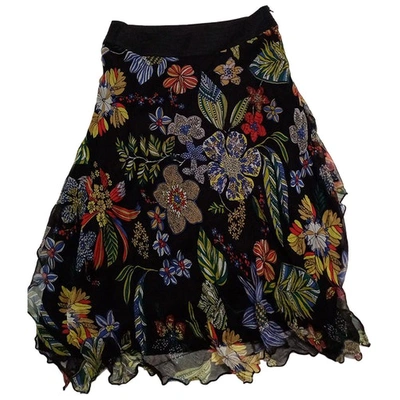 Pre-owned Mariella Rosati Silk Mid-length Skirt In Black