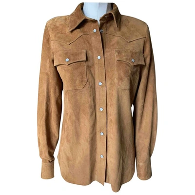 Pre-owned Agnès B. Leather Jacket In Camel