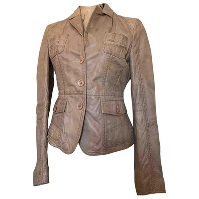 Pre-owned Oakwood Leather Suit Jacket In Beige