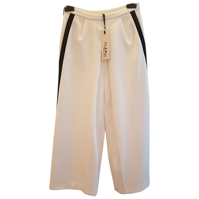 Pre-owned Byblos Wool Large Pants In White