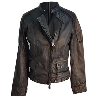 Pre-owned Oakwood Leather Biker Jacket In Black