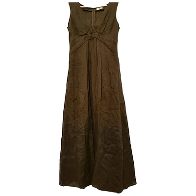 Pre-owned Aigner Linen Maxi Dress In Brown