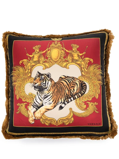 Versace Home Barocco Tiger Cushion In Gold