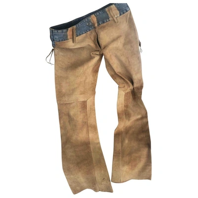 Pre-owned Oakwood Leather Straight Pants In Camel