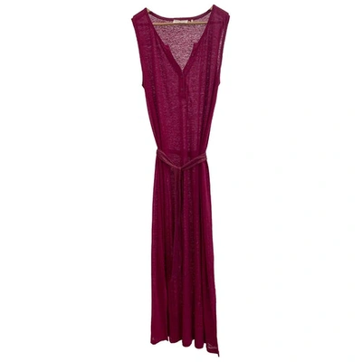 Pre-owned Marie Sixtine Linen Maxi Dress In Burgundy