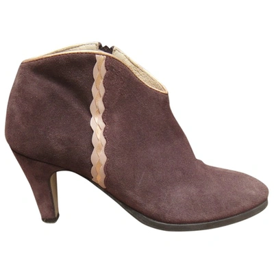 Pre-owned Petite Mendigote Ankle Boots In Brown