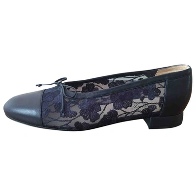 Pre-owned Delage Cloth Ballet Flats In Navy