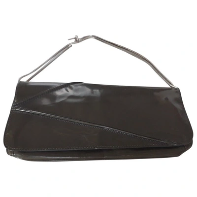 Pre-owned Max & Co Patent Leather Clutch Bag In Anthracite