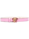 Versace Palazzo Dia Belt With Crystal-encrusted Medusa Buckle In Flamingo Pink-ves